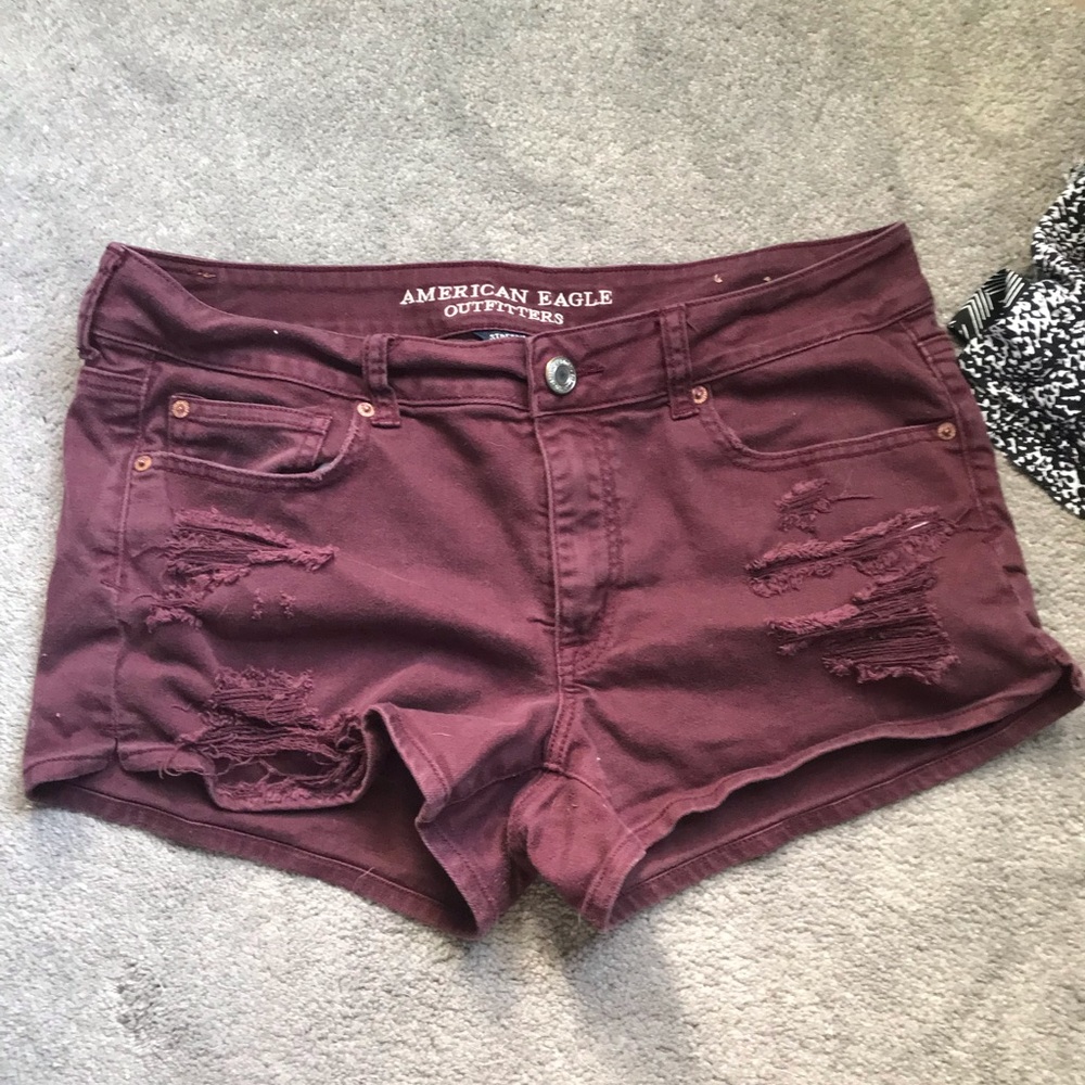 American eagle burgundy shortie shorts